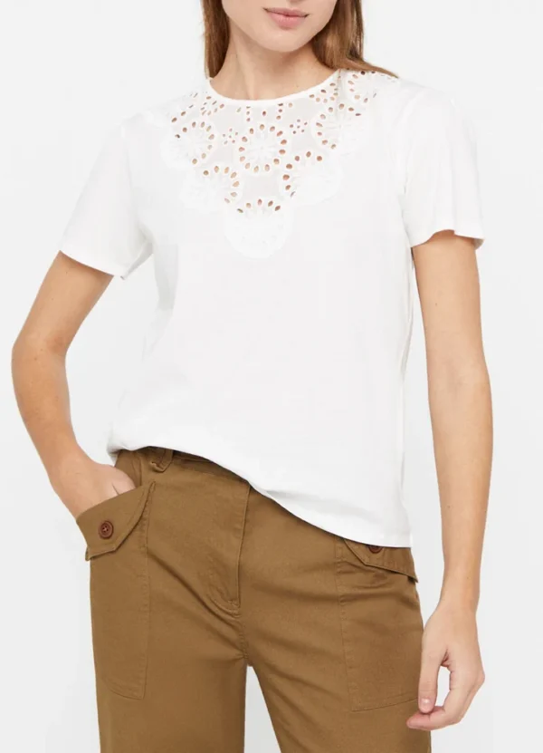9165825 SS Crew neck t-shirt with ballon sleeves, elastic cuffs and embroidery on yoke | Eshop GS | Jordan