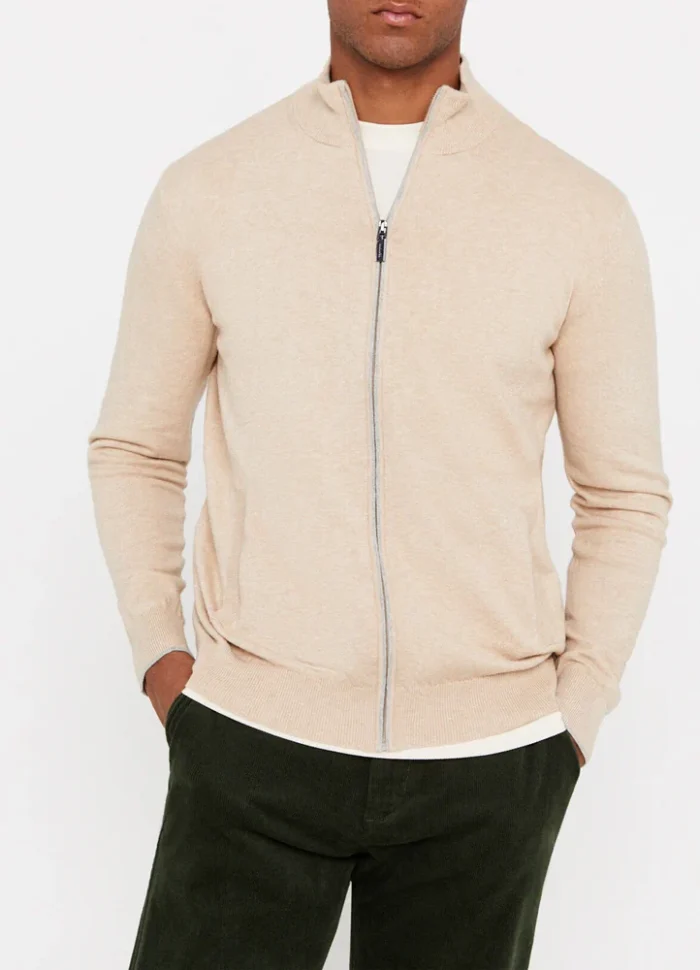 AMCFW23KNGCF50111 1 4568758 LS knitwear cardigan in bomber style with side pkts, full zip & ribbed endings