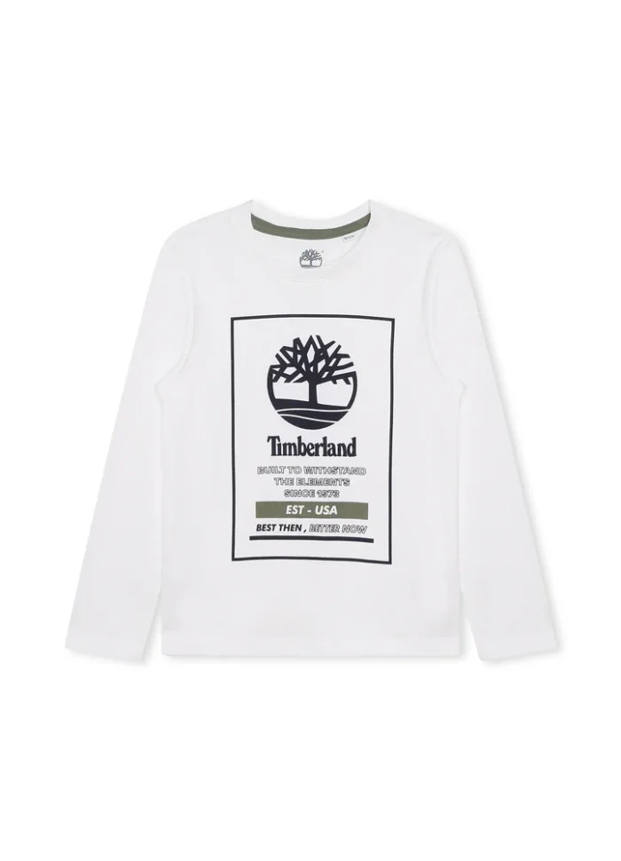 KBTKS24TSLSD20101 T60293 Ls T-Shirt Front Logo And Tree Illustration Timberland Printed 100% Cotton