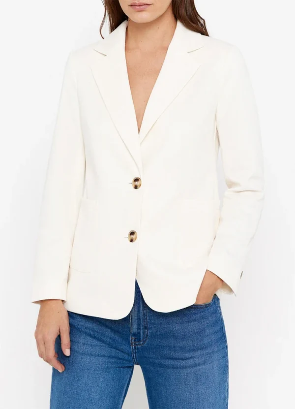 AWCFS24OJBLP80110 1 5327526 Plain pique blazer with side pkts & contrast buttons closure