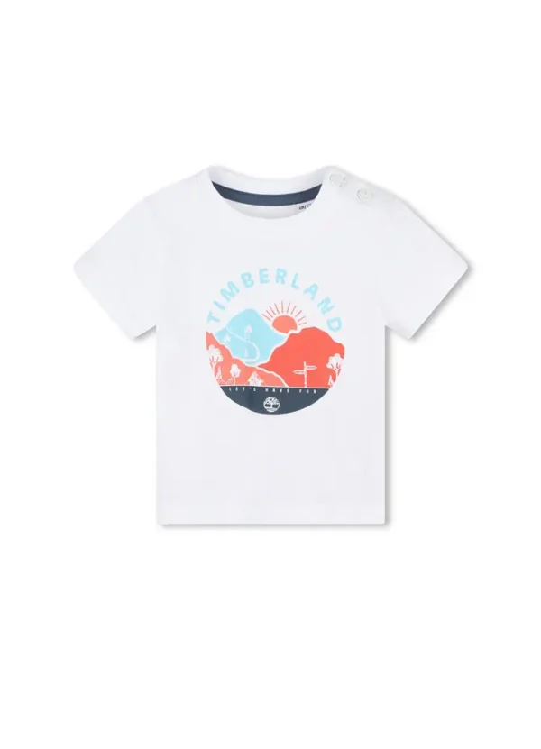 T60102 T-Shirt Ss Shoulder Snap Fastener Front Round Printed Illustration & Logo 100% Cotton | Eshop GS | Jordan
