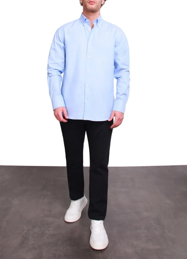 CM0163 Long sleeve casual plain oxford button down modern fit shirt | Eshop GS | Jordan