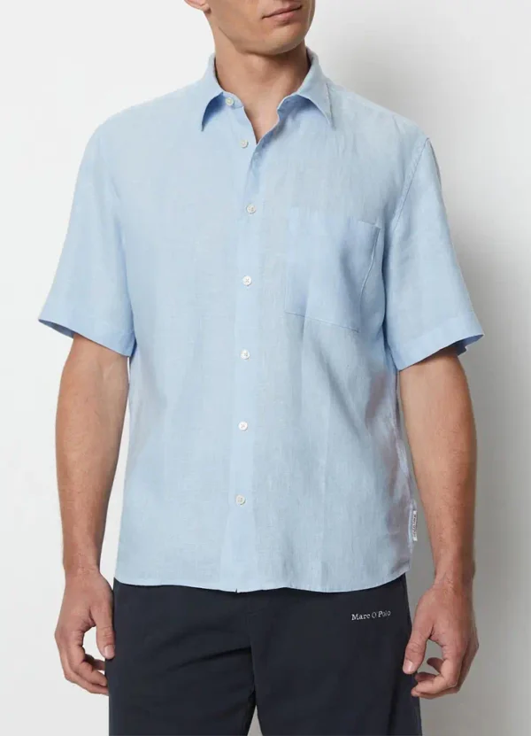 M23742841002 Linen kent collar, short sleeves shirt with one rectangular chest pocket | Eshop GS | Jordan