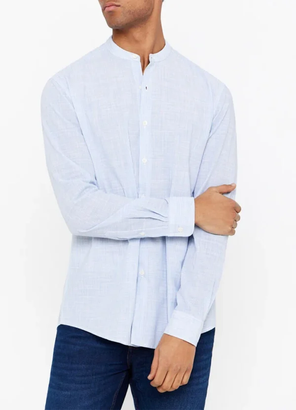 7277514 LS Mao neck striped slub shirt | Eshop GS | Jordan