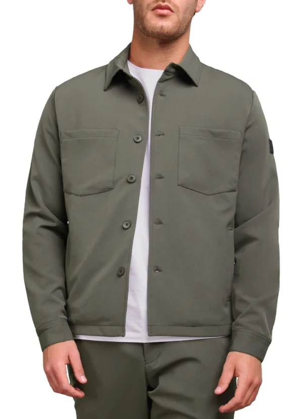 SPE24314SI10MB Sienna technical fabric plain flex full buttoned shirt jacket with double patch pocke | Eshop GS | Jordan