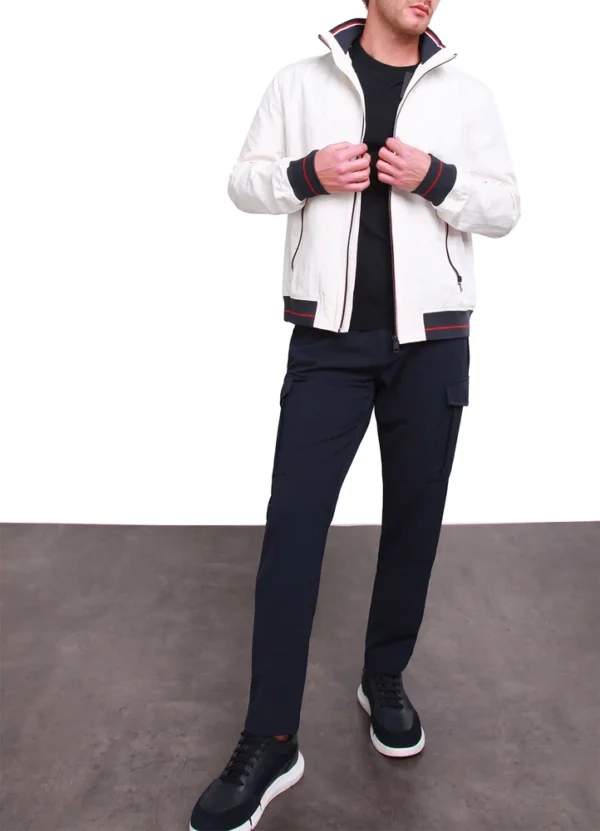 SPE24101LE12MB Leo short full zip jacket with red and white zip contrast and stripe contrast on cuff | Eshop GS | Jordan