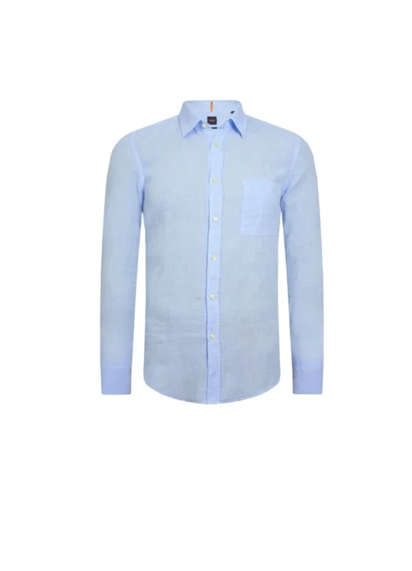 50489344 Relegant linen regular fit long sleeve shirt with chest pocket | Eshop GS | Jordan