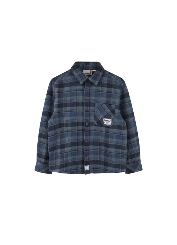 KBTKW24SLCXRX0142 T60308 Ls Twill Checked Over Shirt Snap Button Fastener Chest Pocket With Branded Woven Label 100% C