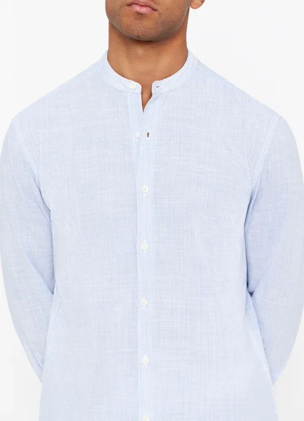 7277514 LS Mao neck striped slub shirt | Eshop GS | Jordan