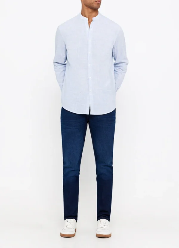 7277514 LS Mao neck striped slub shirt | Eshop GS | Jordan