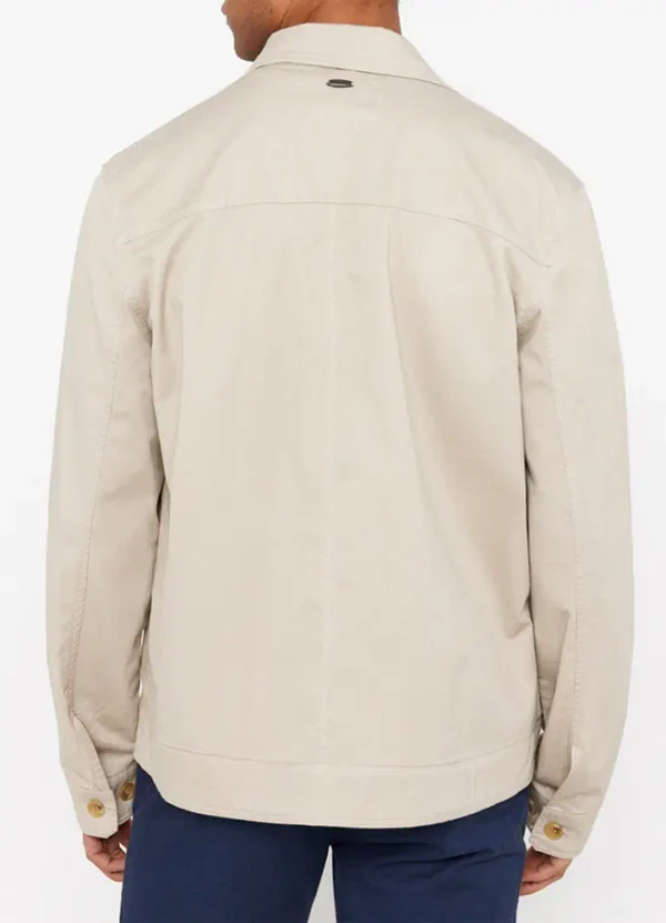 2027232 Linen mix overshirt with 2 flapped chest pkts & contrast buttons closure | Eshop GS | Jordan