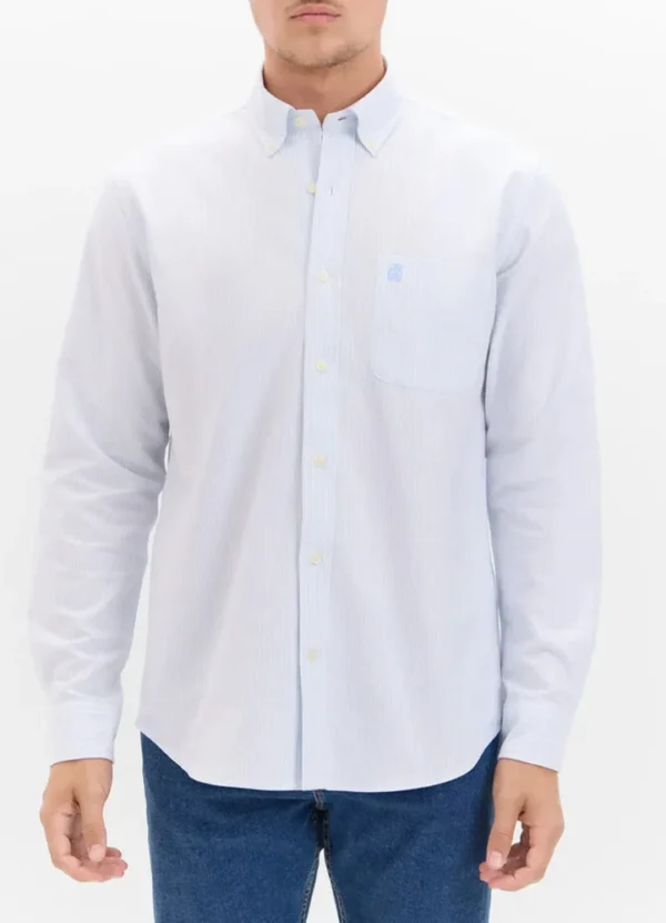 AMCFW24SLS8TO0142 1768472 Tailored fit, LS, striped oxford shirt with logo on chest pkt