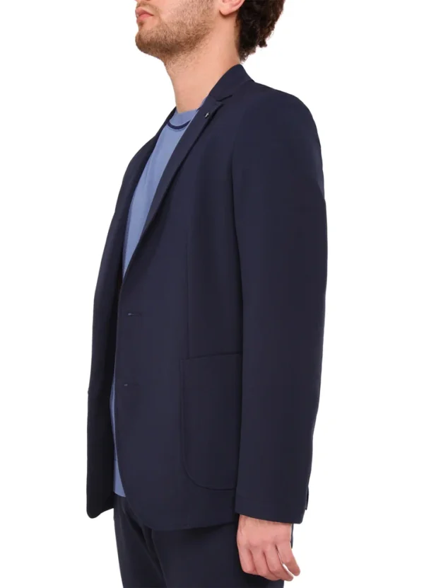 AMMWAYPOJSCN20345 4 SPE241038LI32MB Line technical fabric plain flex half lined sport coat with patch pockets and handke