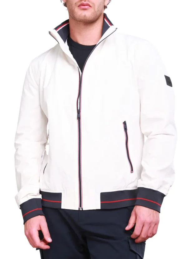SPE24101LE12MB Leo short full zip jacket with red and white zip contrast and stripe contrast on cuff | Eshop GS | Jordan
