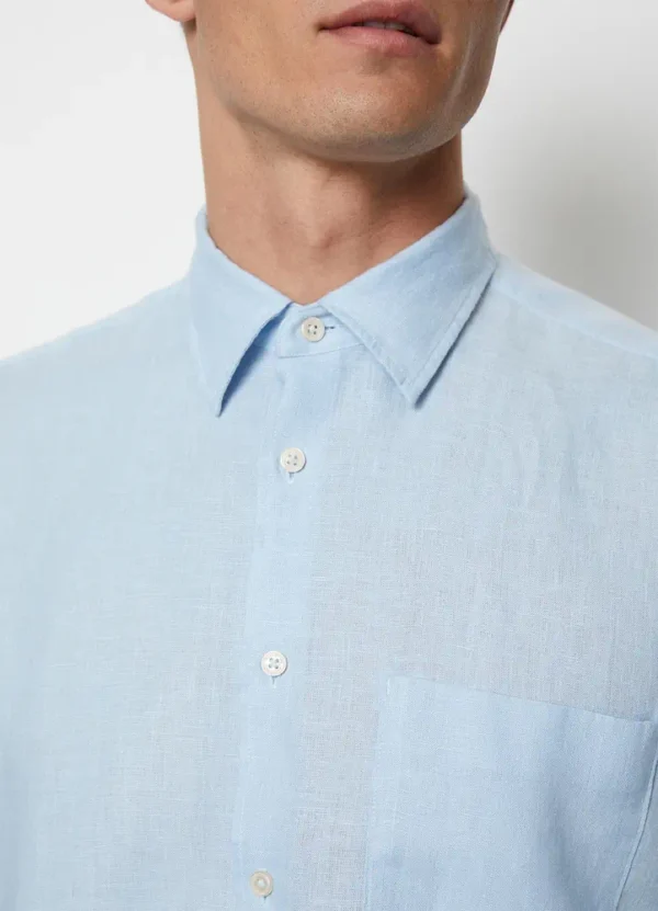 M23742841002 Linen kent collar, short sleeves shirt with one rectangular chest pocket | Eshop GS | Jordan