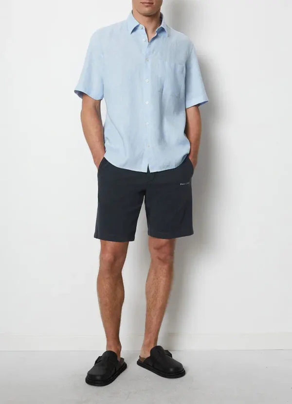 M23742841002 Linen kent collar, short sleeves shirt with one rectangular chest pocket | Eshop GS | Jordan