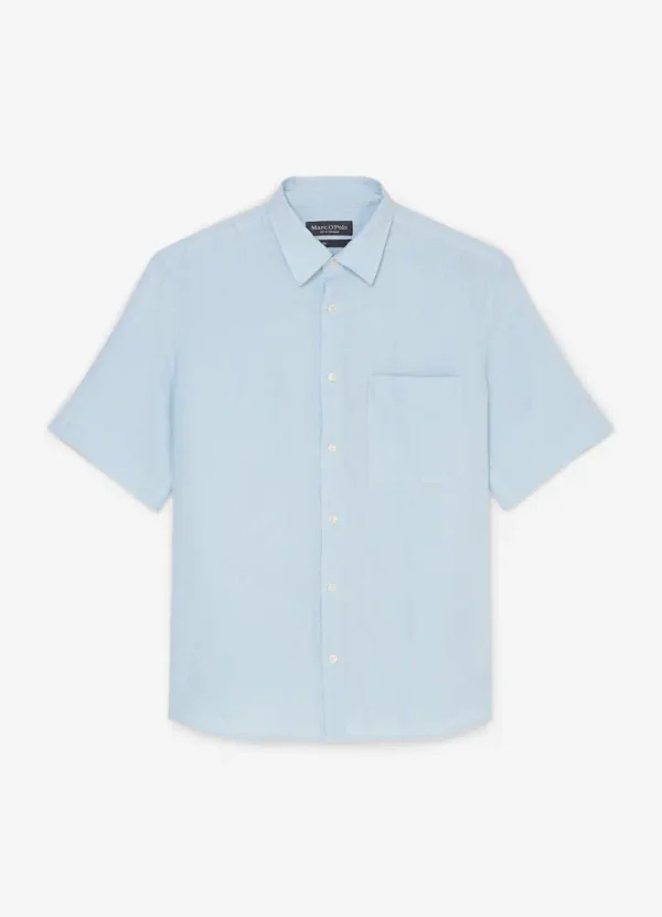 M23742841002 Linen kent collar, short sleeves shirt with one rectangular chest pocket | Eshop GS | Jordan