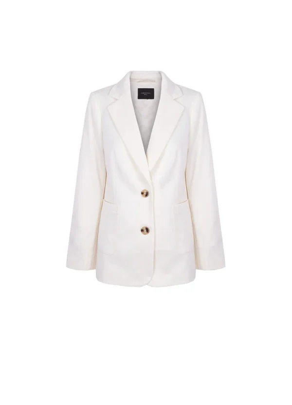 AWCFS24OJBLP80110 4 5327526 Plain pique blazer with side pkts & contrast buttons closure