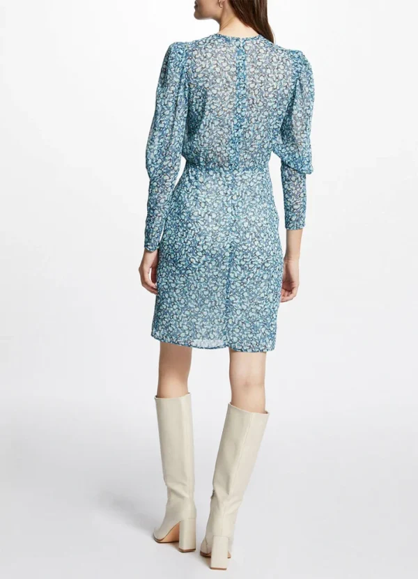 AWMGS24DRMDF30140 2 241-RLAGO.F v-neck long sleeves blue print dress