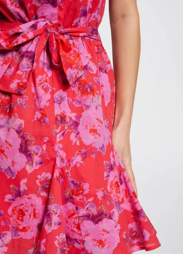 241-ROSEL.F Short sleeves shirt neck dress with flared skirt and fabric belt | Eshop GS | Jordan