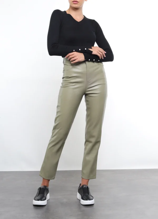 AWMWW245PP3PU0115 2 23162 PU high-waist trousers with a five-pocket and straight-leg design.