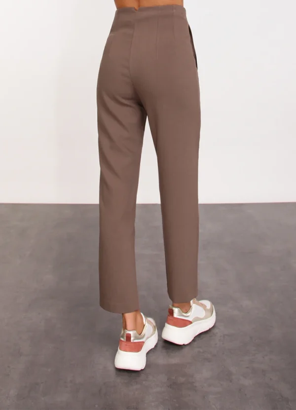 AWMWW24DRF9P90613 3 24241 High-waist trousers with seam detail on the front and back with metal hook fastening,