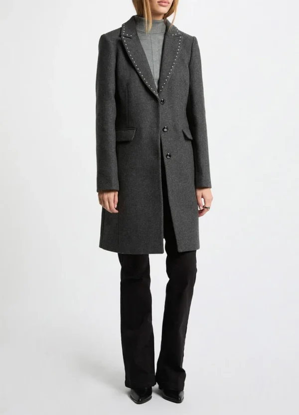 AWMGW24CO1BW00190 2 242-GLAM Single breasted long coat with pins at the neckline