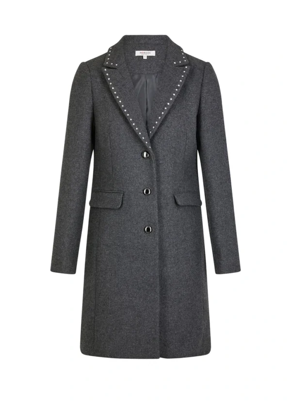 AWMGW24CO1BW00190 4 242-GLAM Single breasted long coat with pins at the neckline