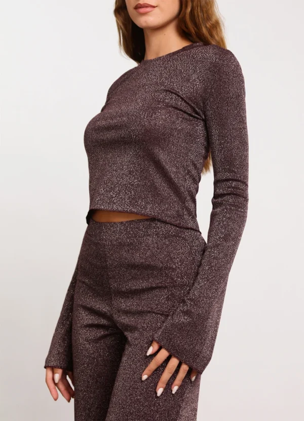 LS87/24362 Crew neck ribbed sweater with lurex & loose sleeves | Eshop GS | Jordan