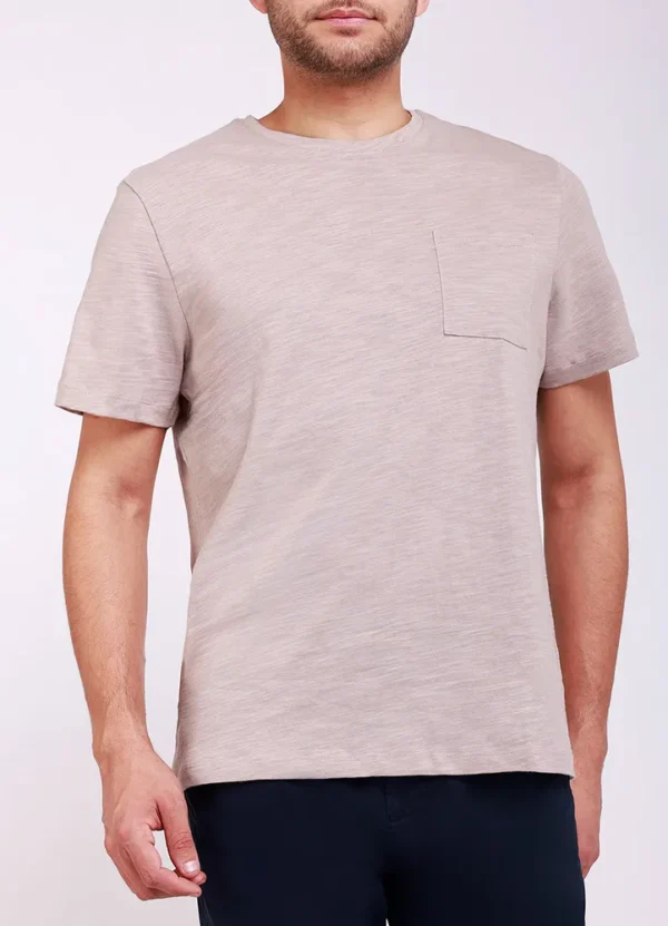 25039MB Slub plain straight bottom crew neck t-shirt with chest pocket and MB metal on bottom J | Eshop GS | Jordan
