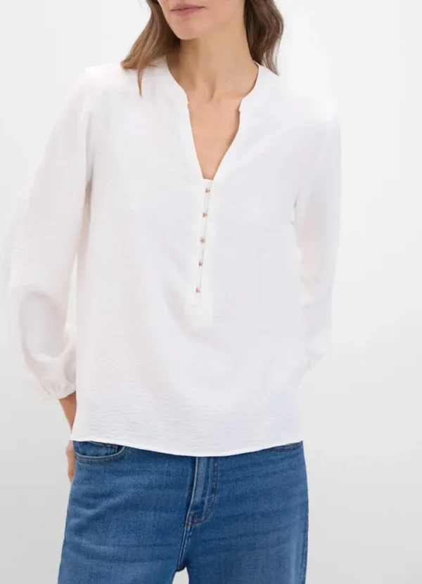5709791 LS V-neck blouse with metal buttons closure | Eshop GS | Jordan