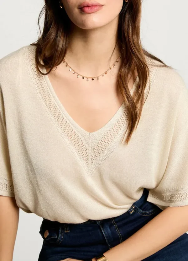 241-MCHRIS SS v-neck knitwear with lurex | Eshop GS | Jordan