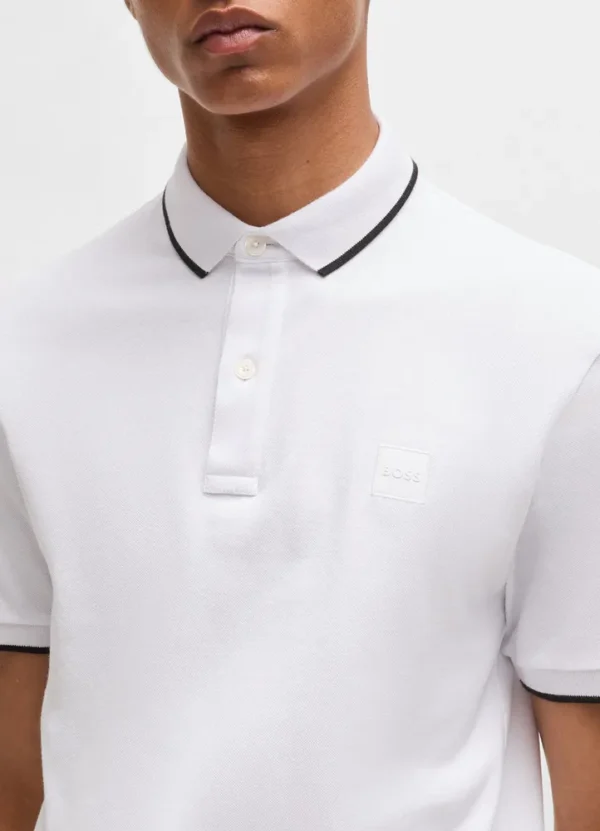 50507699 Passertip tipped poloshirt with small boss square badge | Eshop GS | Jordan