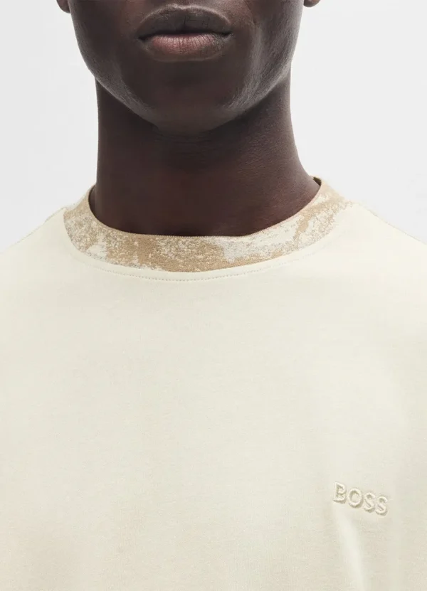 50530747 Te_Junglecollar t-shirt with jungle collar and small boss print on chest | Eshop GS | Jordan