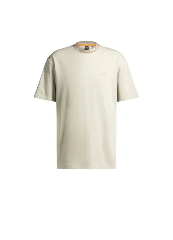 50530747 Te_Junglecollar t-shirt with jungle collar and small boss print on chest | Eshop GS | Jordan