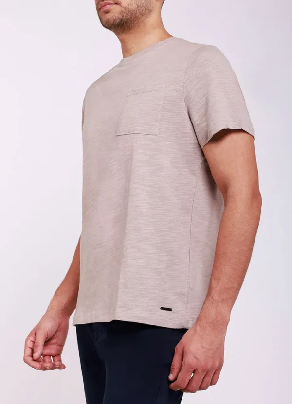 25039MB Slub plain straight bottom crew neck t-shirt with chest pocket and MB metal on bottom J | Eshop GS | Jordan
