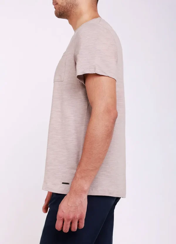 25039MB Slub plain straight bottom crew neck t-shirt with chest pocket and MB metal on bottom J | Eshop GS | Jordan