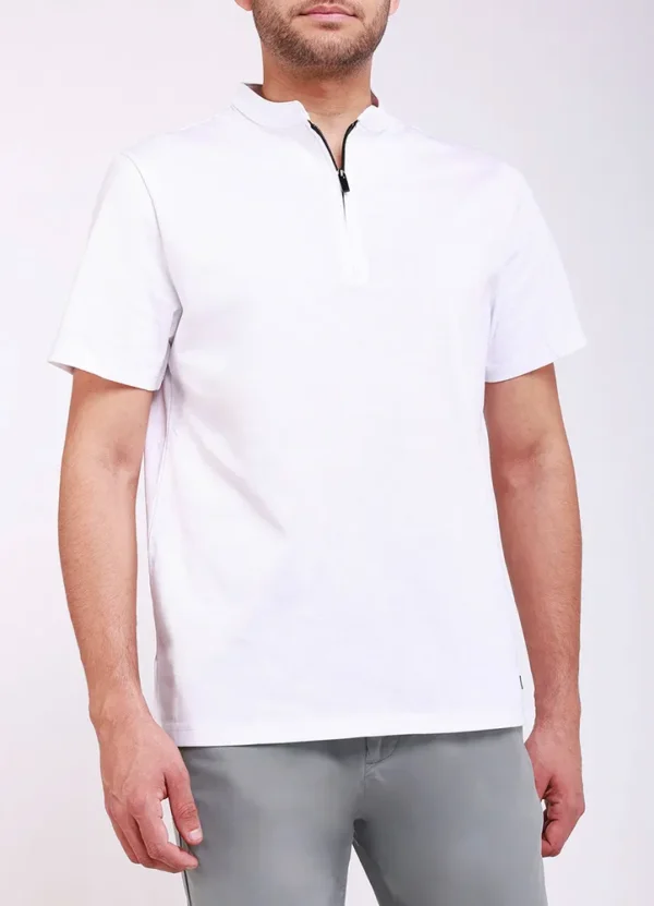 25037MB Crew neck half zip t-shirt with rectangular MB rubber badge on bottom J | Eshop GS | Jordan