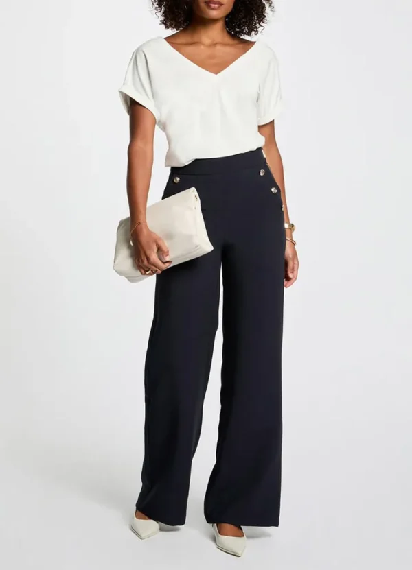 251-PINO.F Wide dress pants with side buttons and front pleats | Eshop GS | Jordan