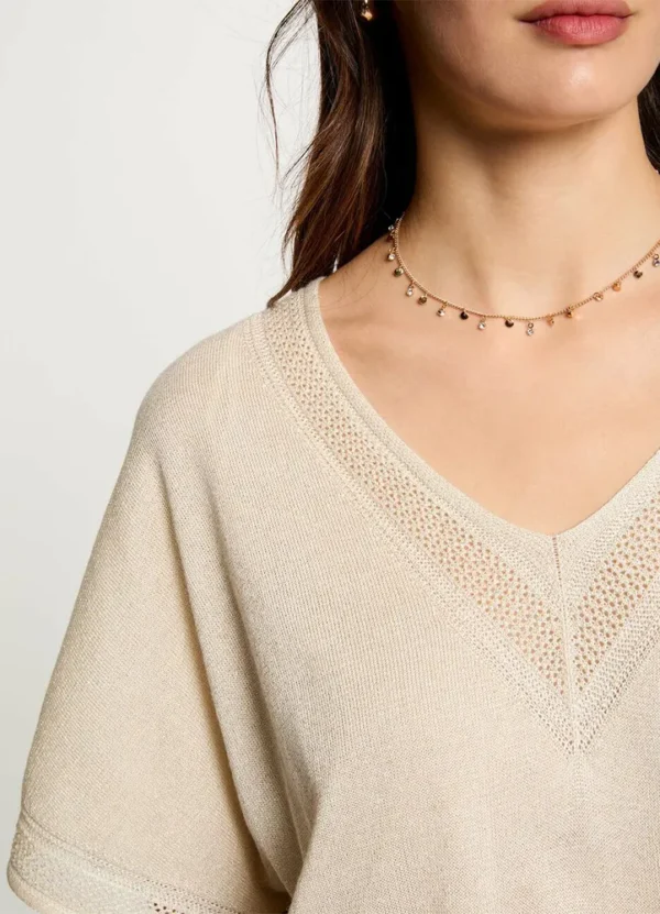 241-MCHRIS SS v-neck knitwear with lurex | Eshop GS | Jordan