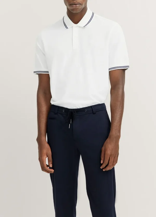 8150/75106C Mercerised cotton pinstriped poloshirt with striped contrast collar and sleeves | Eshop GS | Jordan