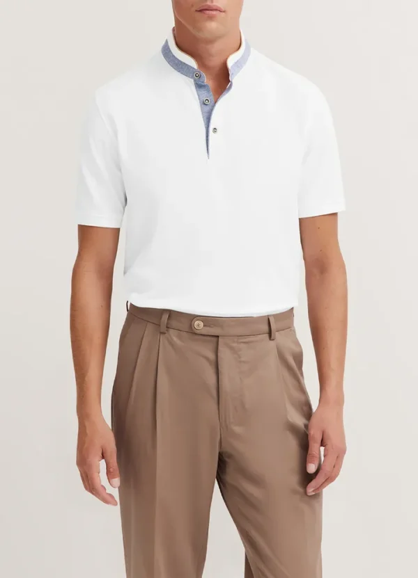 8150/75003C Chinese collar poloshirt with chambray contrast | Eshop GS | Jordan