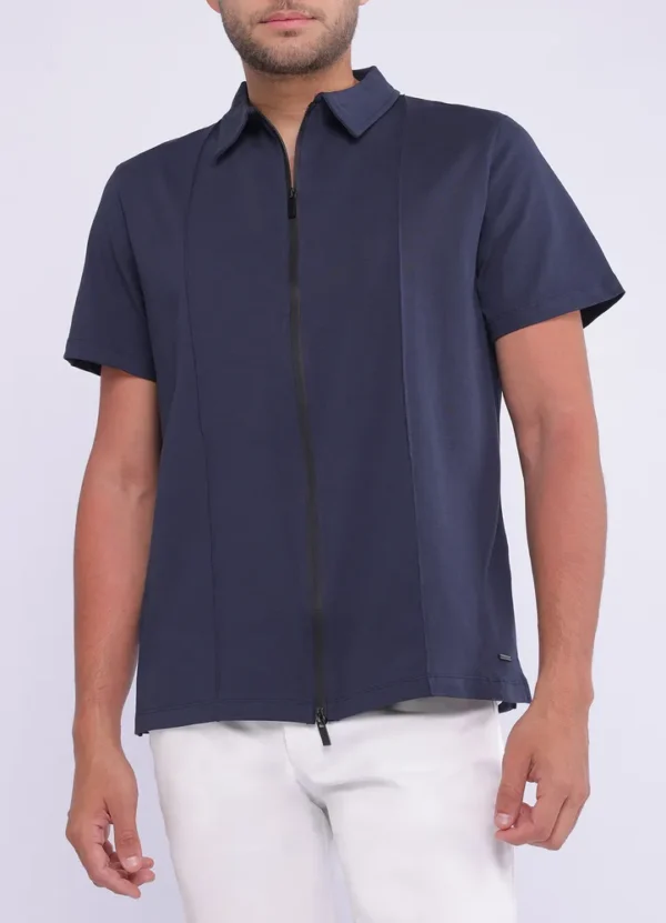 25099MB Full zip jersey poloshirt with scuba zip and metal MB branding on bottom-25099MB | Eshop GS | Jordan