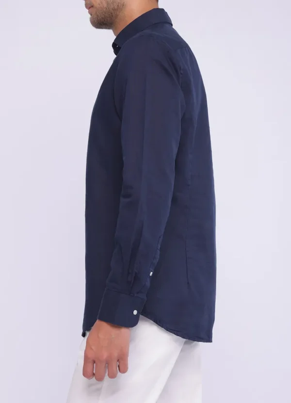SPE25107CU01MB Curtis cotton linen plain long sleeve shirt with kent collar | Eshop GS | Jordan