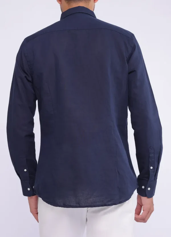 SPE25107CU01MB Curtis cotton linen plain long sleeve shirt with kent collar | Eshop GS | Jordan
