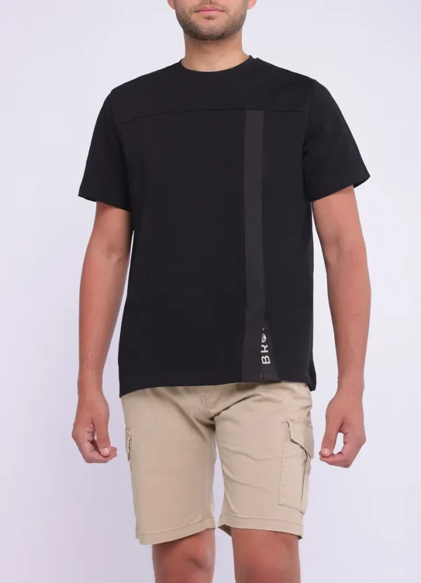 25083MB T-shirt with front vertical nylon tonal contrast and Brown print on bottom tape-25083MB | Eshop GS | Jordan