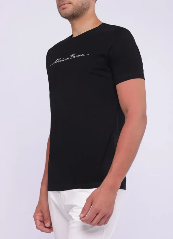 25079MB Cursive Maison Brown vinyl printed t-shirt-25079MB | Eshop GS | Jordan