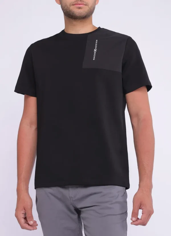 25092MB T-shirt with contrast nylon on one shoulder with hidden pocket and MB print-25092MB | Eshop GS | Jordan