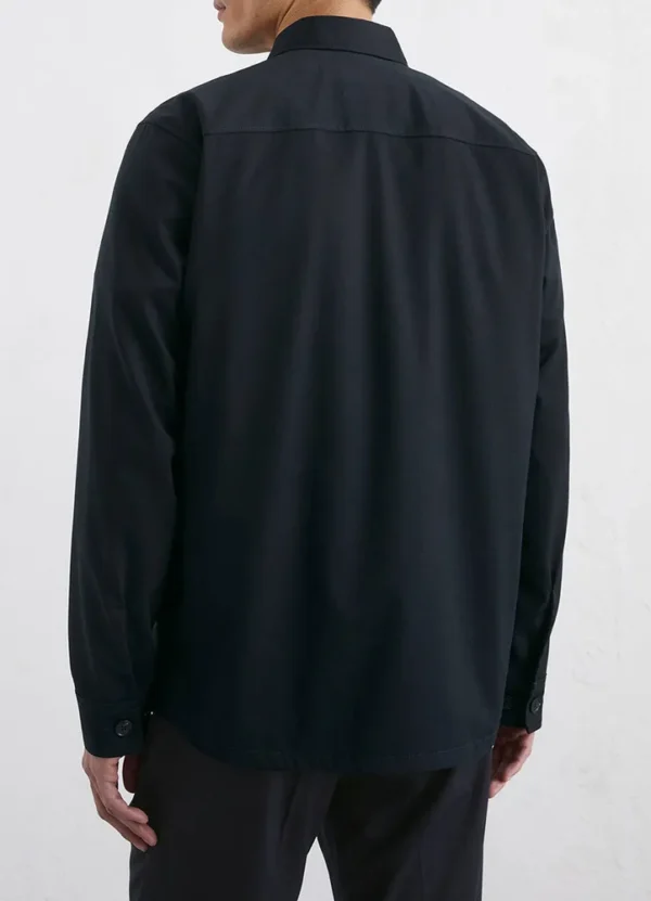 522006274076 Full buttoned tailored tech wool shirt jacket with kent collar,round hem,chest flap poc | Eshop GS | Jordan