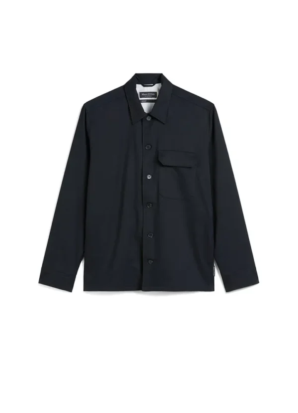 522006274076 Full buttoned tailored tech wool shirt jacket with kent collar,round hem,chest flap poc | Eshop GS | Jordan